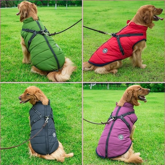 Other - Dog green Waterproof Jacket With Harness